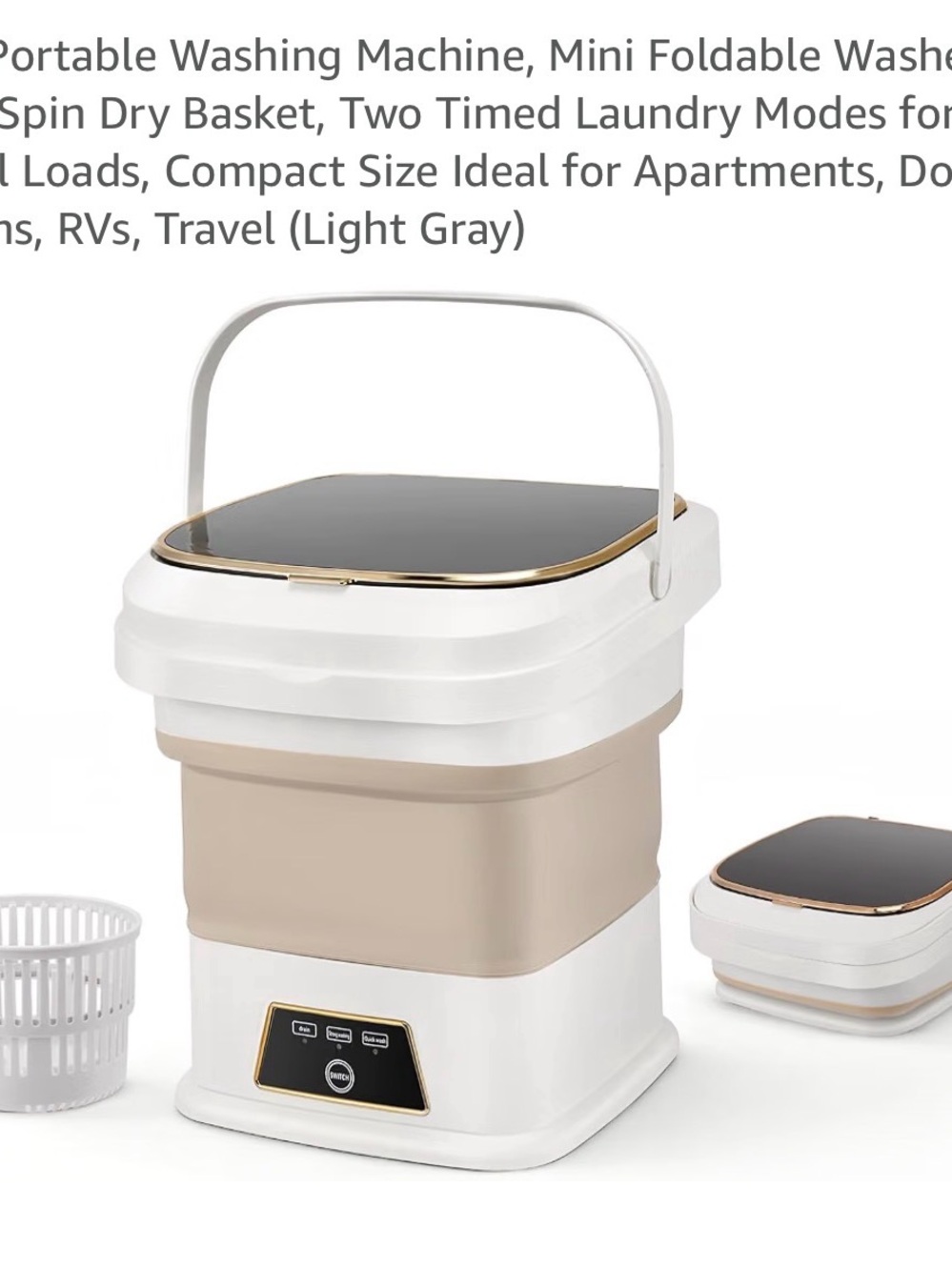 Compact Foldable Portable Washer - Light Gray by